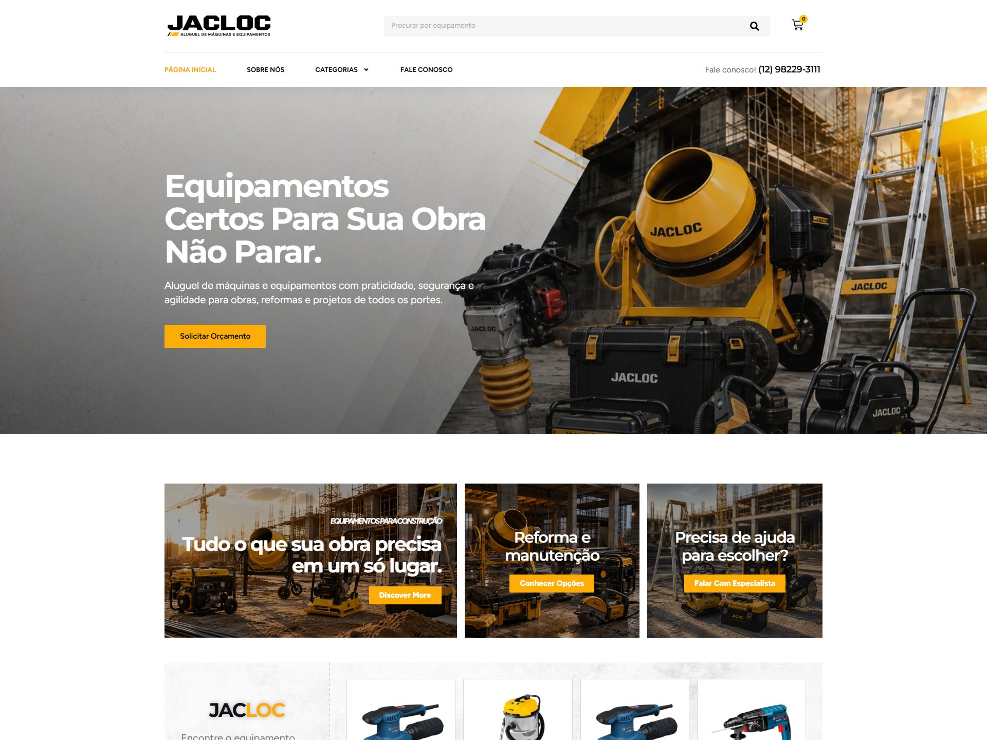 Página inicial do site da JACLOC