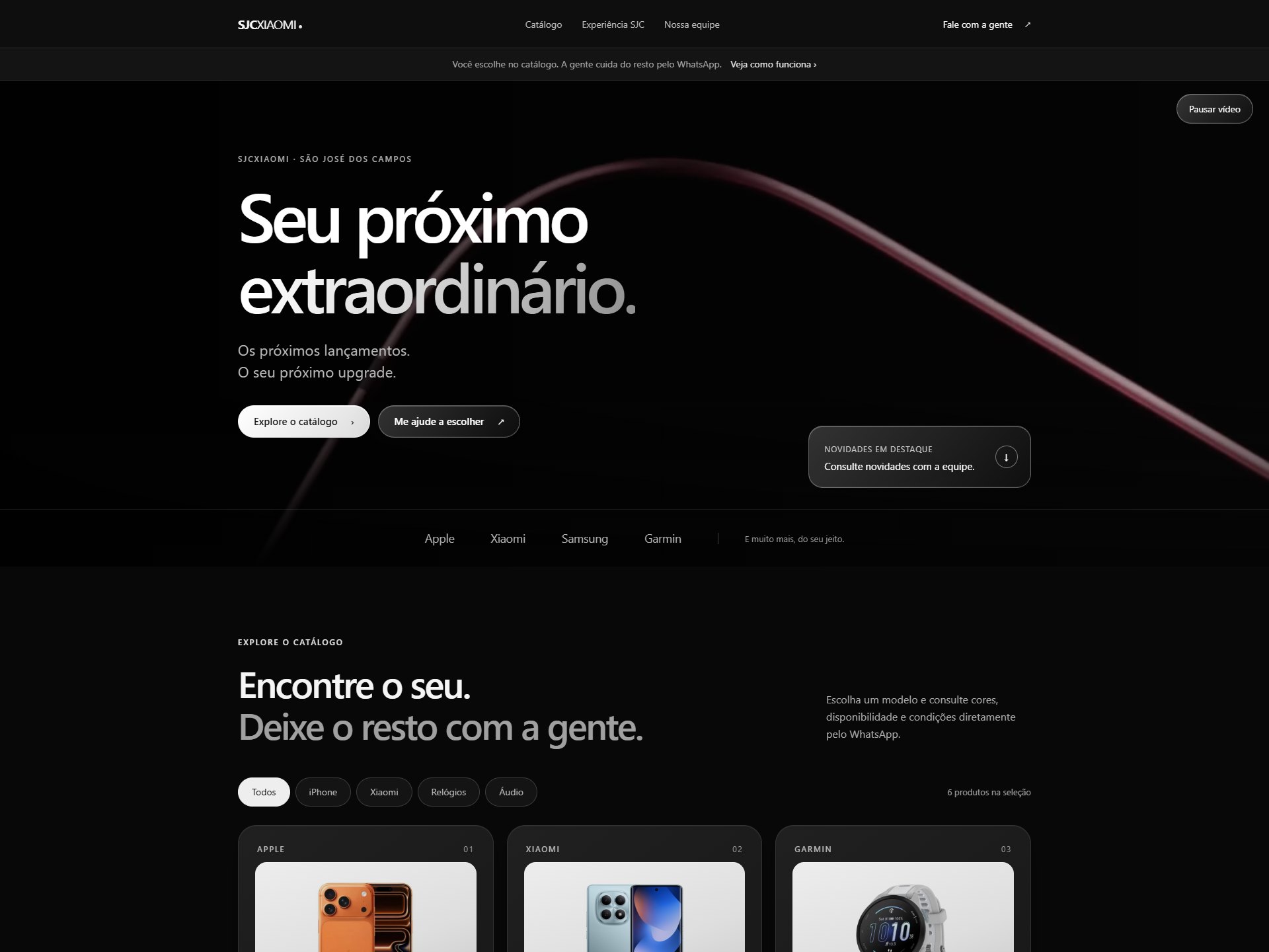 Página inicial do site da SJCXIAOMI